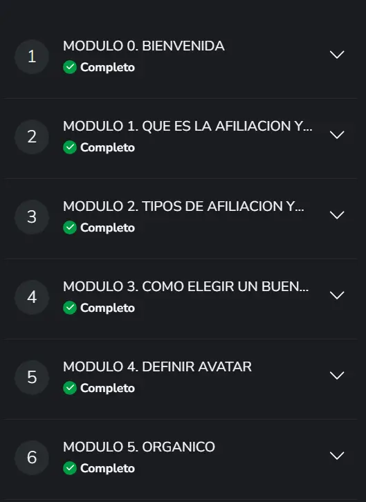 Módulos de Partner 360 en el área de alumnos de Hotmart
